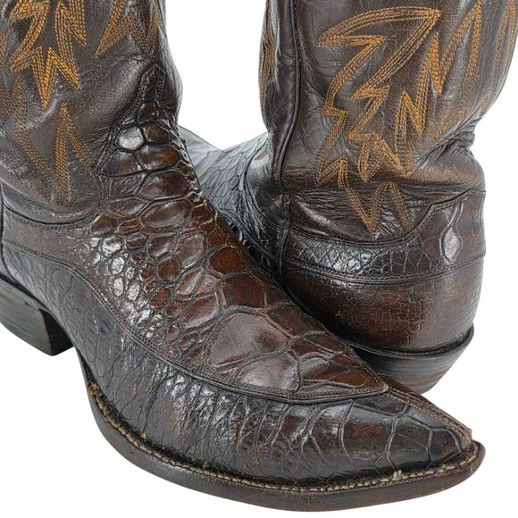 Vintage Exotic Justin Cowboy Boots Mens size 9D Brown Western 9020 White Label - Picture 9 of 16